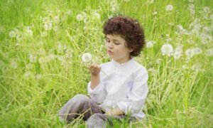 Boy Sitting in Grass and How to Remove the Grass Stains.