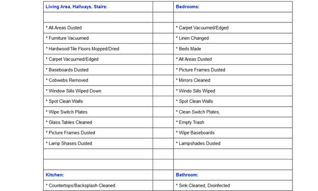 Free House Cleaning Checklist for All Areas Around the House.