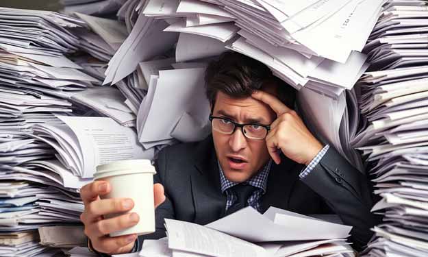 Man Buried Under a Pile of Paperwork: How to Organize Your Paperwork