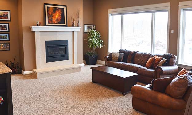 A Living Room with Berber Carpet and How to Clean the Carpet.