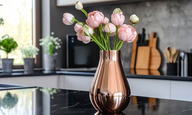 Copper Vase on Kitchen Counter and How to Clean Brass.