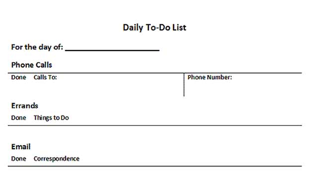 A Daily To Do List.