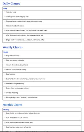 Family Chore Checklist.