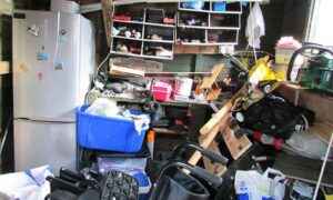 A Messy and Cluttered Garage.