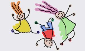 Character Images of Kids Jumping and Playing Fun Activities.