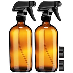 Empty Amber Glass Spray Bottles - 2 Pack - Each Large 16oz Refillable Bottle