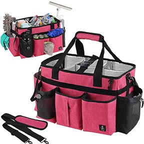 Large Wearable Cleaning Caddy Bag with Detachable Divider, Cleaning Organizer with Handles