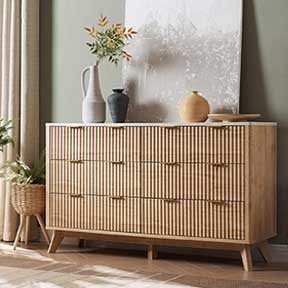 Fluted 6 Drawers Dresser