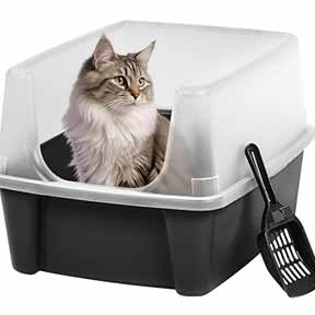 Large Cat Litter Box with Scatter Shield and Scoop